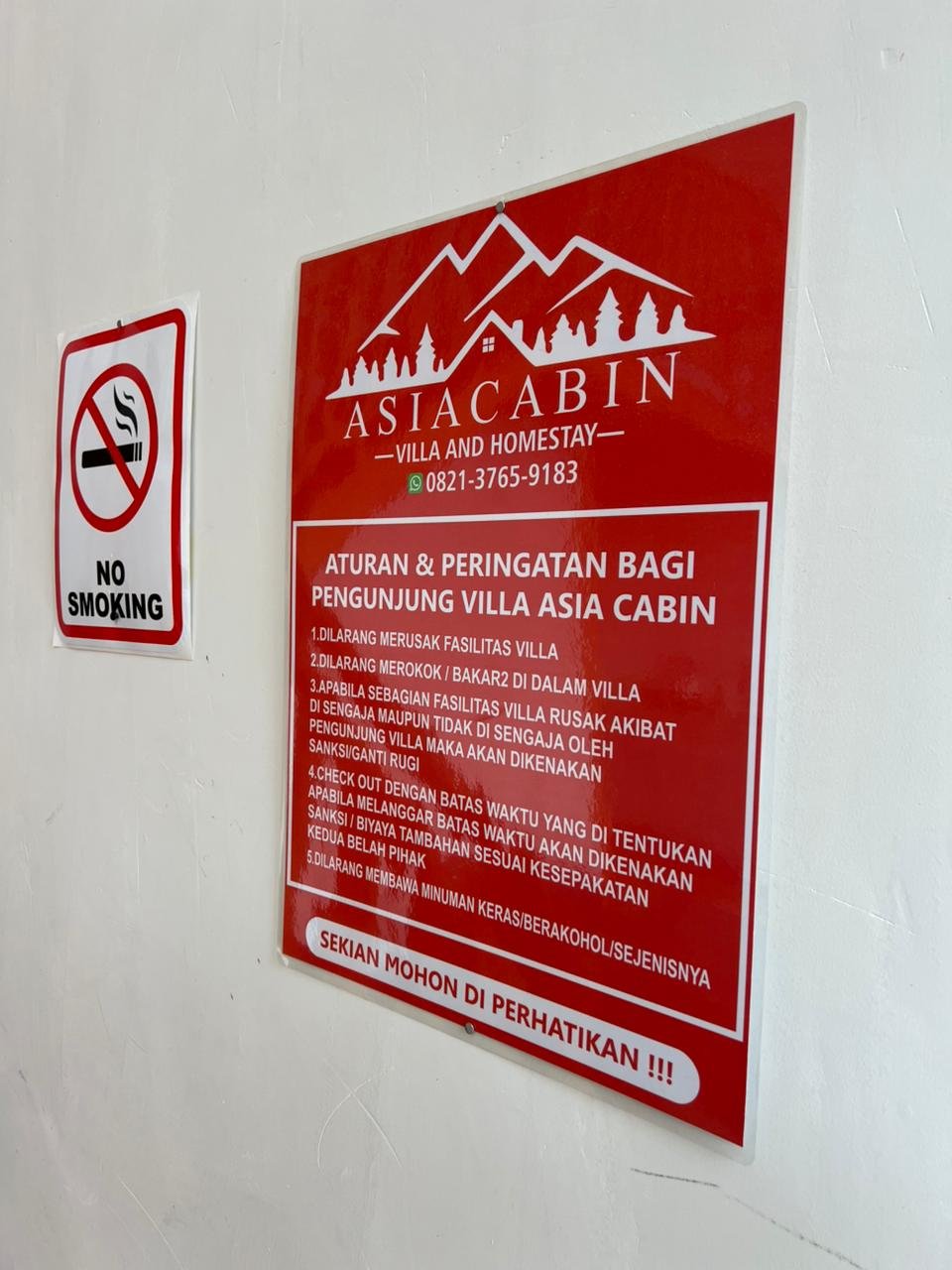 ATURAN & PERINGATAN BAGI PENGUNJUNG VILLA